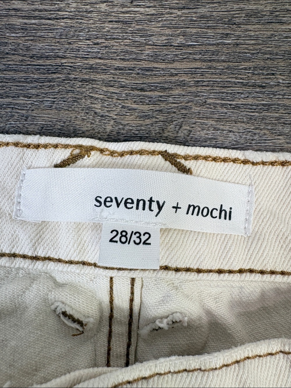 Seventy + Mochi Cream High Rise Wide Leg Jeans Contrast Stitching 28/32 - Picture 5 of 14